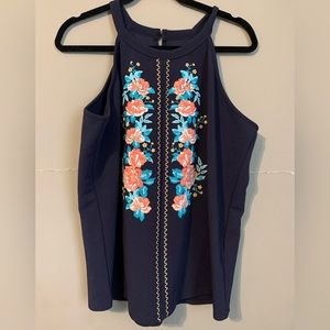 NWOT Rock&Roll Cowgirl Floral Navy Tank Top Size XXL